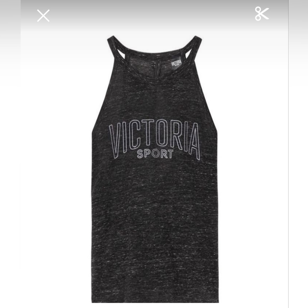 VICTORIA SECRET SPORT Keyhole Back Gray Marl Tank Top  ** Large ** GUC!!!